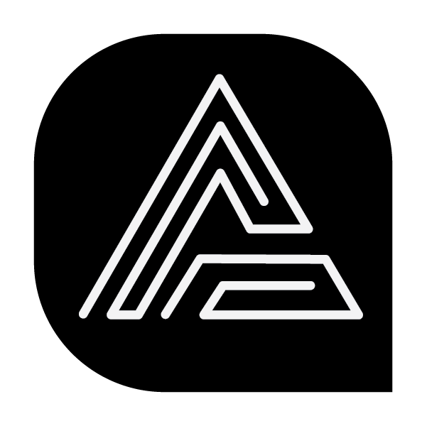Company logo. A stylized letter A.
